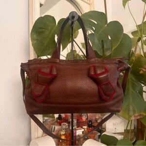 See by Chloe Brown Leather Handbag with burgundy Accents